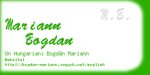 mariann bogdan business card